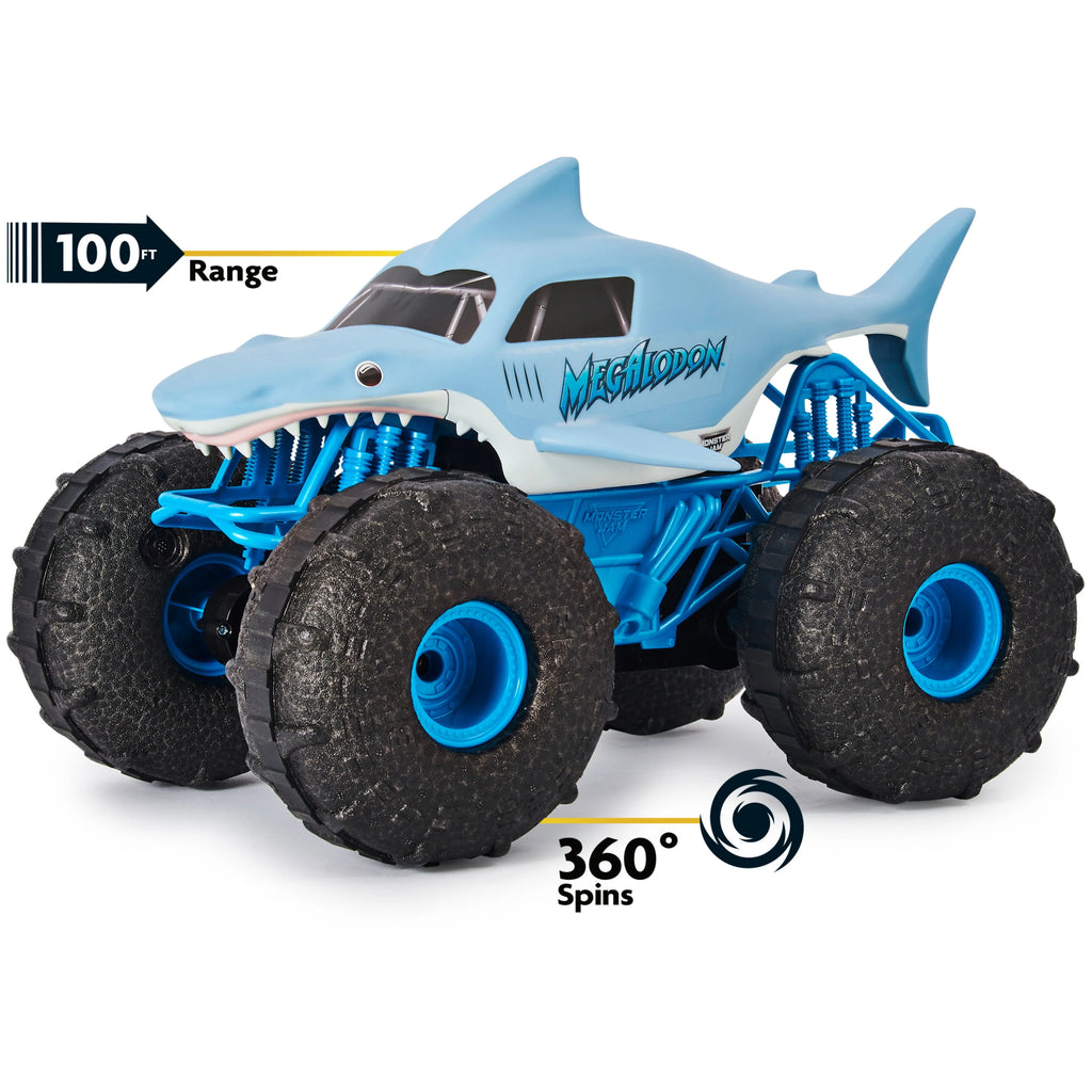 Monster Jam Official Megalodon Storm All-Terrain Remote Control Monster Truck, 1:15 Scale, Ages 4-6+ F331970