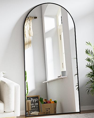 BEAUTYPEAK 65"x24" Arched Full Length Floor Mirror, Black D361