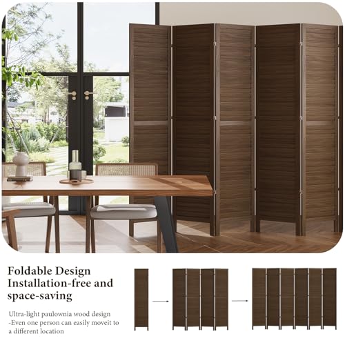Room Partitions and Dividers, 5.6 Ft Tall Folding Wood Screen, 4 Panels S6959