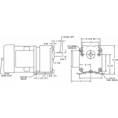 Dayton 6Z822 AC Gearmotor, 161 RPM, TEFC H6924