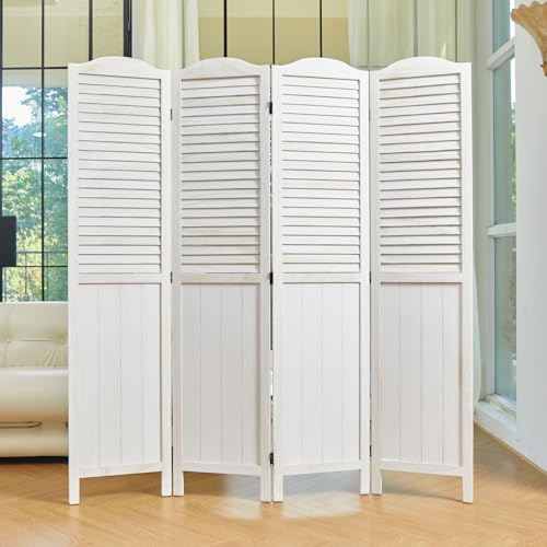 Room Partitions and Dividers, 5.6 Ft Tall Folding Wood Screen, 4 Panels S6959