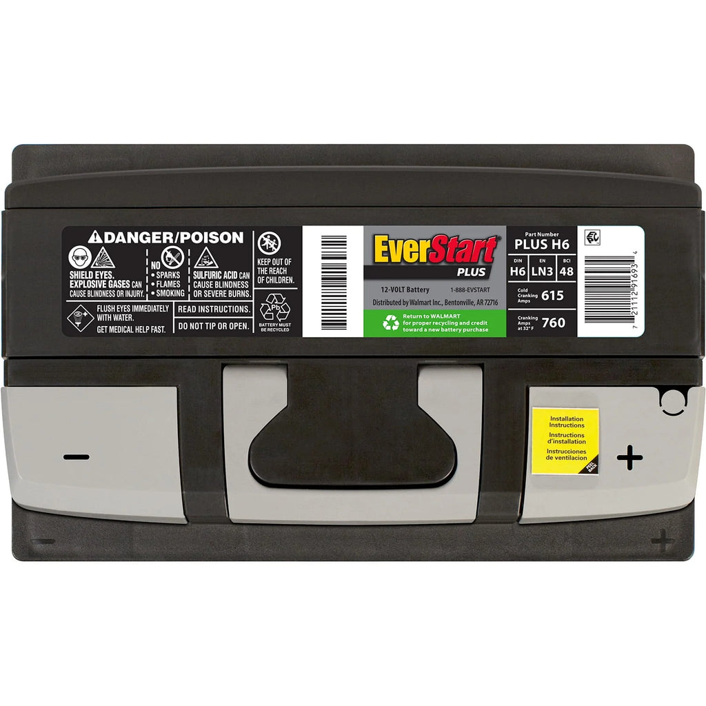 EverStart Plus Lead Acid Automotive Battery Group H6 12V 615 CCA K917