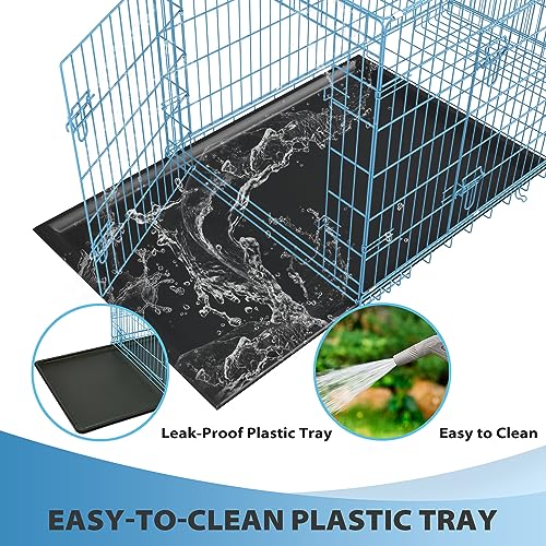 BestPet 42 Inch Folding Metal Wire Dog Crate with Double-Door and Removable Tray O49217