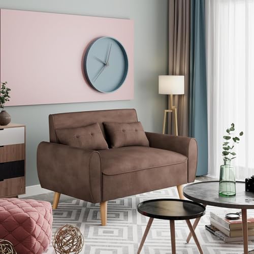 Vongrasig 47" Modern Loveseat Sofa, Mid Century Linen Fabric, Dark Gray O910