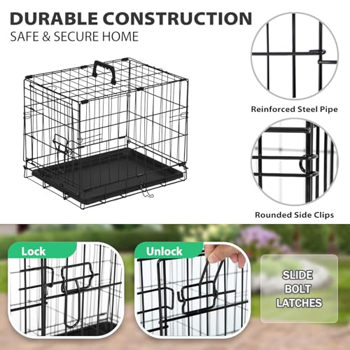 BestPet 42 Inch Folding Metal Wire Dog Crate with Double-Door and Removable Tray O49217