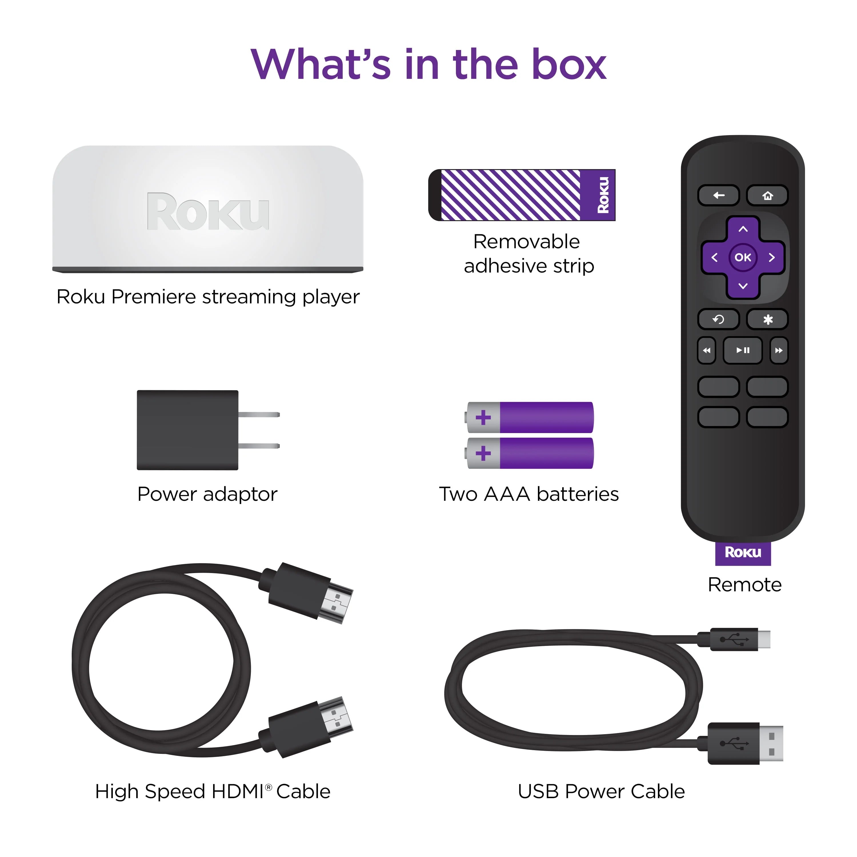 Roku Premiere 4K/HDR Streaming Media Player with HDMI Cable and Remote Y896566