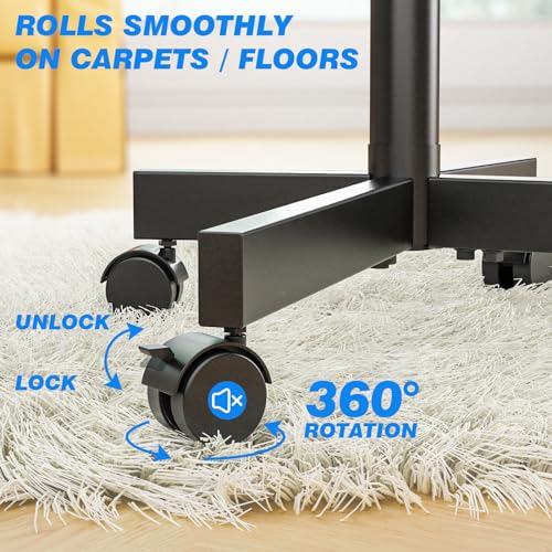 Rfiver Mobile TV Cart for 23-60 Inch LCD LED Flat Panel Curved Screen TVs, Height Adjustable Rolling Stand, Max VESA 400x400mm N1572