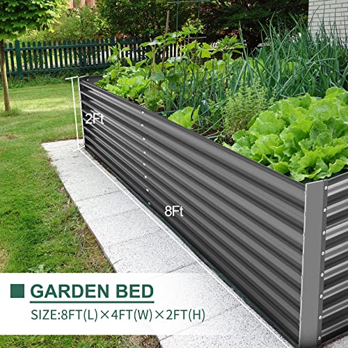 Land Guard 8×4×2 ft Galvanized Raised Garden Bed Kit for Vegetables D685