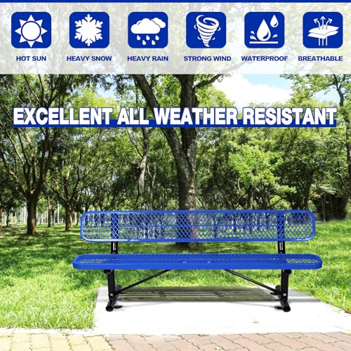 Heavy Duty Outdoor Metal Park Bench with Backrest for Garden Patio Yard K713