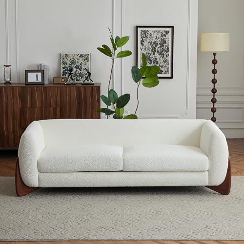 Christopher Knight Home Almab 82" Boucle 3-Seater Sofa, Wood Frame, Caramel Brown L227