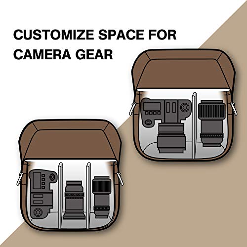 BAGSMART Canvas Crossbody Camera Bag with Rain Cover, Khaki U43920