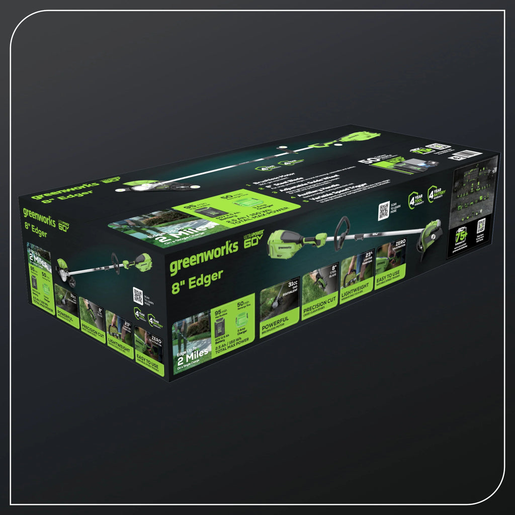 Greenworks 60V 8" Edger with 2.5 Ah Battery & Charger K960250