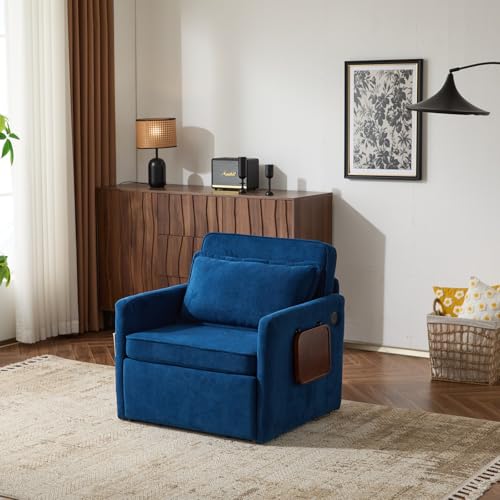 Corduroy Floor Sofa Bed with Backrest, Armrest and 2 Pillows, Dark Gray L776530