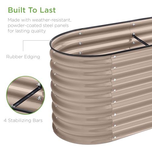 Best Choice Products 8x2x2ft Metal Raised Garden Bed Oval Planter Box for Vegetables, Herbs B5622