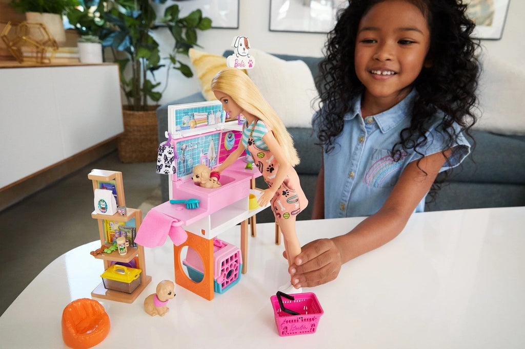 Barbie Doll and Pet Boutique Playset with 4 Pets and Accessories D63044