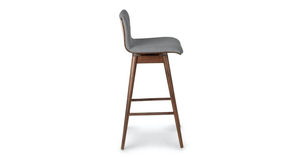 Swivel Bar Stool, Gray Fabric, Walnut Legs by Article Sede D596