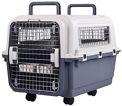 Plastic Dog Crate with Rolling Wheels, Airline Approved, Medium S135464
