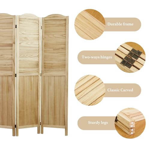 Room Partitions and Dividers, 5.6 Ft Tall Folding Wood Screen, 4 Panels S6959