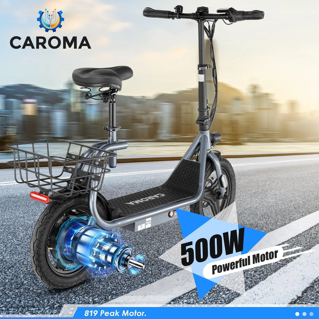 Caroma 500W Electric Scooter with Seat for Adult, 14 inch, 20 MPH F719250