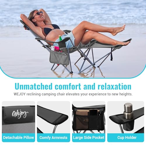 #WEJOY 2-in-1 Reclining Camping Chair with Footrest for Adults B28363