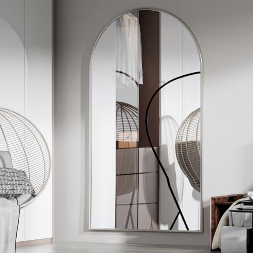 BEAUTYPEAK 65"x24" Arched Full Length Floor Mirror, Black D361
