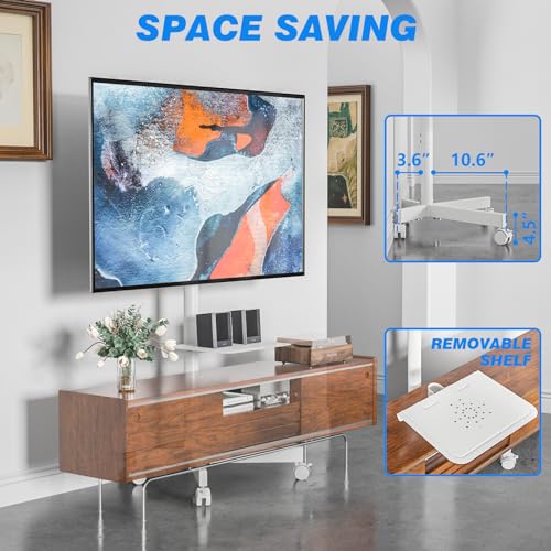 Rfiver Mobile TV Cart for 23-60 Inch LCD LED Flat Panel Curved Screen TVs, Height Adjustable Rolling Stand, Max VESA 400x400mm N1572