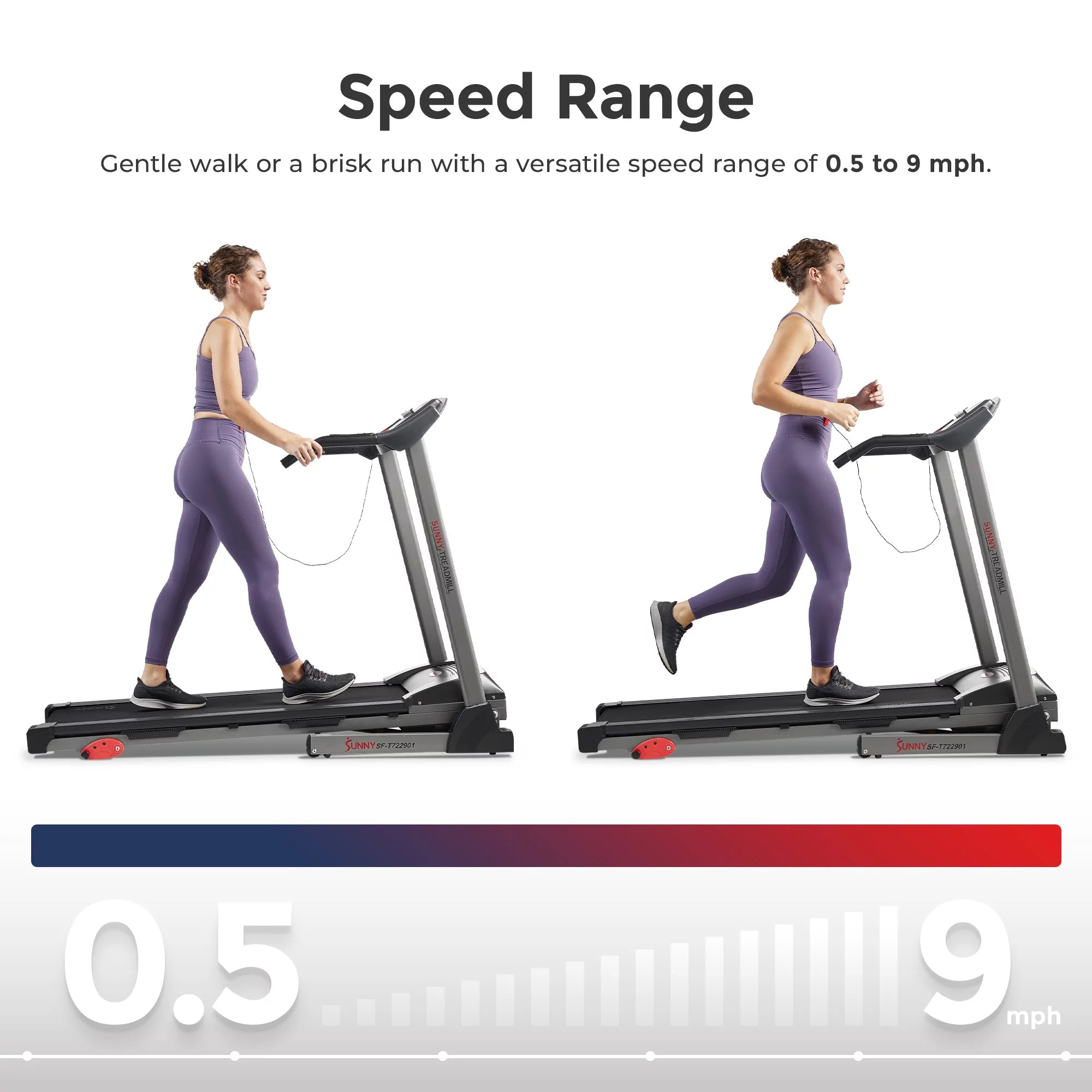 Sunny Health & Fitness Foldable Electric Treadmill with Adjustable Incline W997786