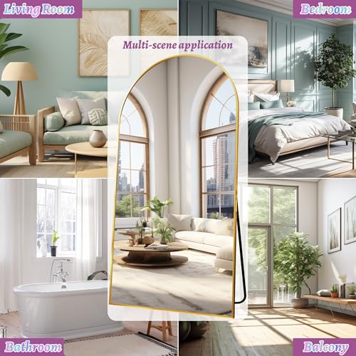 Arched Full Length Floor Mirror 76"x34" Black Freestanding I957