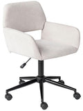 FurnitureR Fabric Upholstered Office Chair with Wheels, Adjustable Mid Back, Beige O766754
