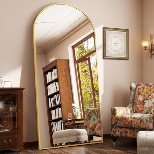 BEAUTYPEAK 65"x24" Arched Full Length Floor Mirror, Black D361