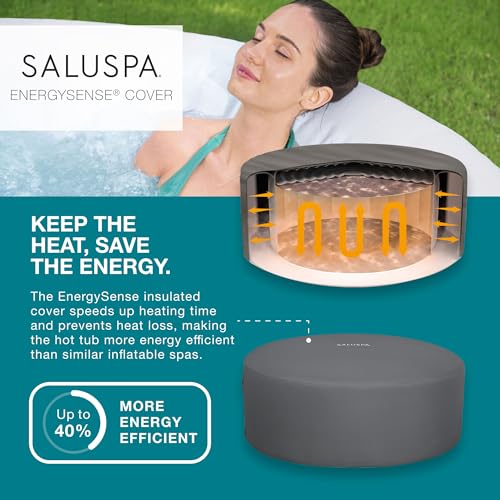 Bestway SaluSpa Aruba AirJet Inflatable Hot Tub, 67 x 26 Inch Round Portable Spa with Cover, Gray S258640