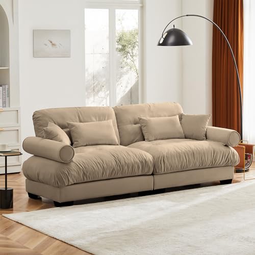 130" Modular Sectional Sofa with Movable Ottoman, Velvet Upholstered, Green Y4976