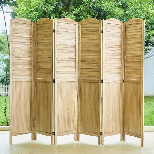Room Partitions and Dividers, 5.6 Ft Tall Folding Wood Screen, 4 Panels S6959