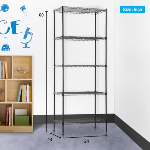 4 Tier NSF Wire Shelving Unit Heavy Duty Steel Storage Rack, Black X19089