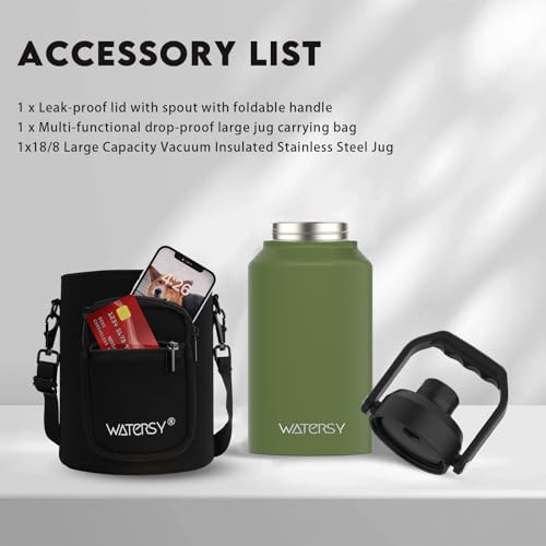 128oz Insulated Stainless Steel Water Bottle with Handle, Black W803