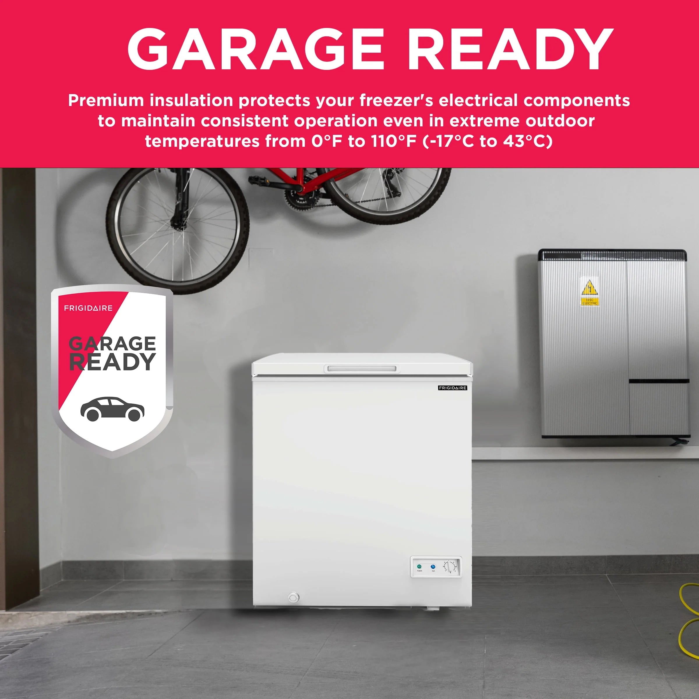Frigidaire 5.0 Cu. ft. Chest Freezer, Garage Ready, White Z33917