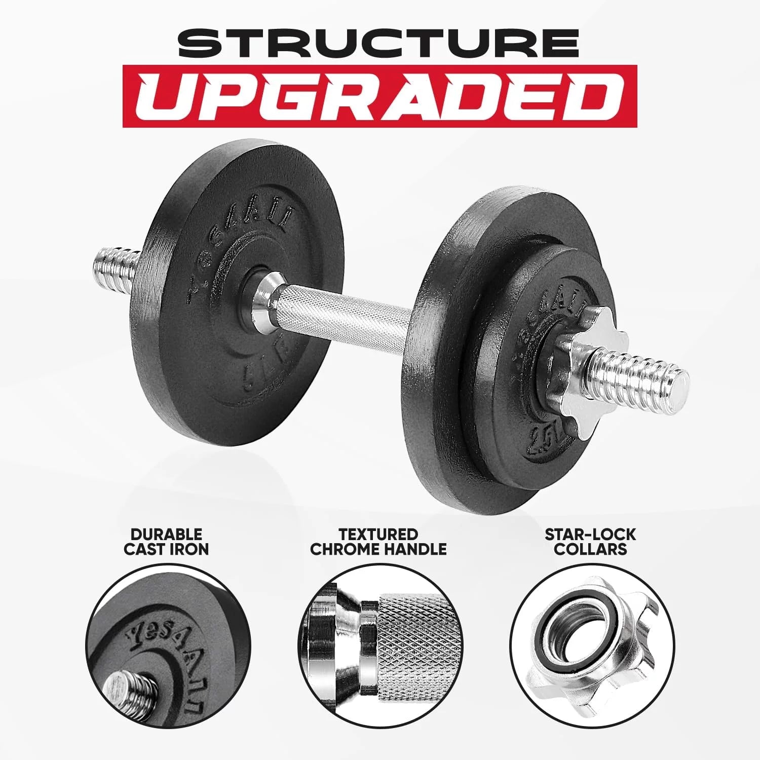 Yes4All 60 lbs Adjustable Dumbbell Set, Cast Iron Pair G3731