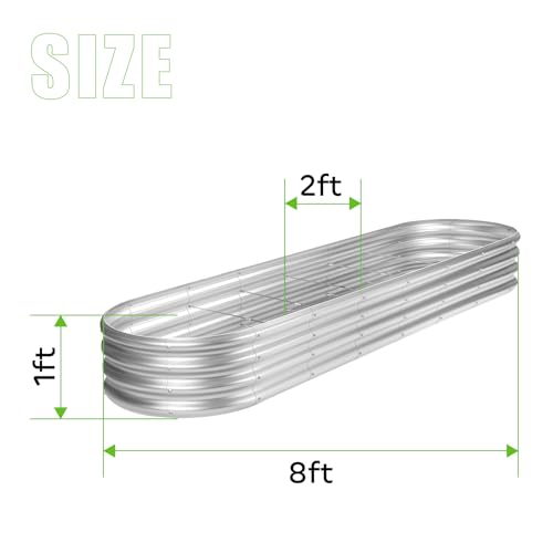 Land Guard 8ft Galvanized Raised Garden Bed Kit, Oval Metal Outdoor Planter Box, Silver D8675
