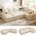 108 Inch U-Shaped Sectional Sleeper Sofa with Pull Out Bed, Dark Grey J60928