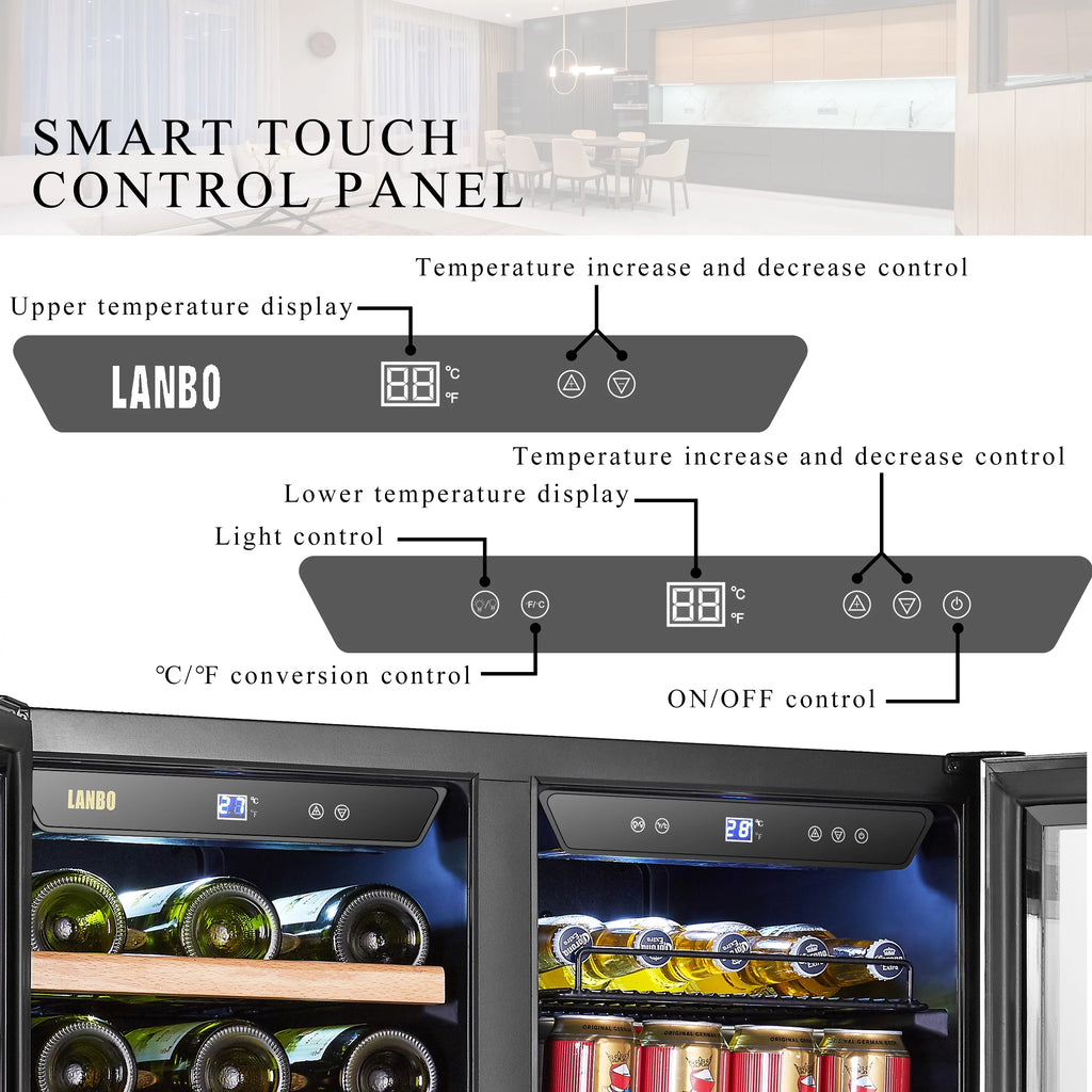 Lanbo 30 Inch Dual Zone Wine Refrigerator and Beverage Cooler D20819