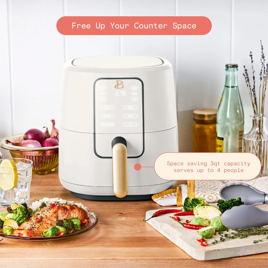 Beautiful 3 Qt Air Fryer with TurboCrisp Technology, White Icing by Drew Barrymore Q720518