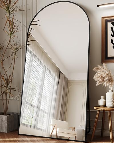 Arched Full Length Floor Mirror 76"x34" Black Freestanding I957
