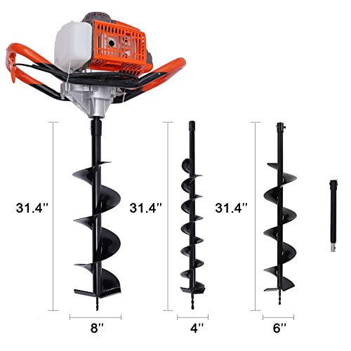 DYRABREST 52cc Gas Powered Earth Auger Post Hole Digger with 4/6/8 inch Bits K1897