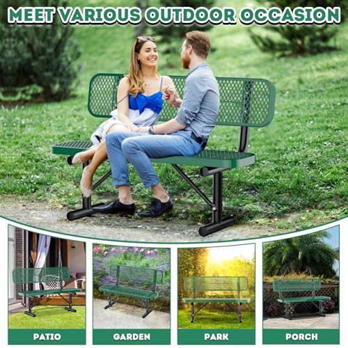 Heavy Duty Outdoor Metal Park Bench with Backrest for Garden Patio Yard K713