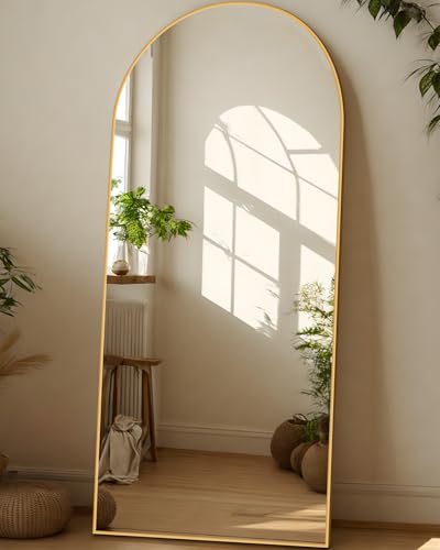 Arched Full Length Floor Mirror 76"x34" Black Freestanding I957