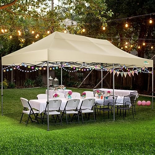 COBIZI 10x20 Heavy Duty Pop Up Canopy Tent with 6 Sidewalls, White A84790