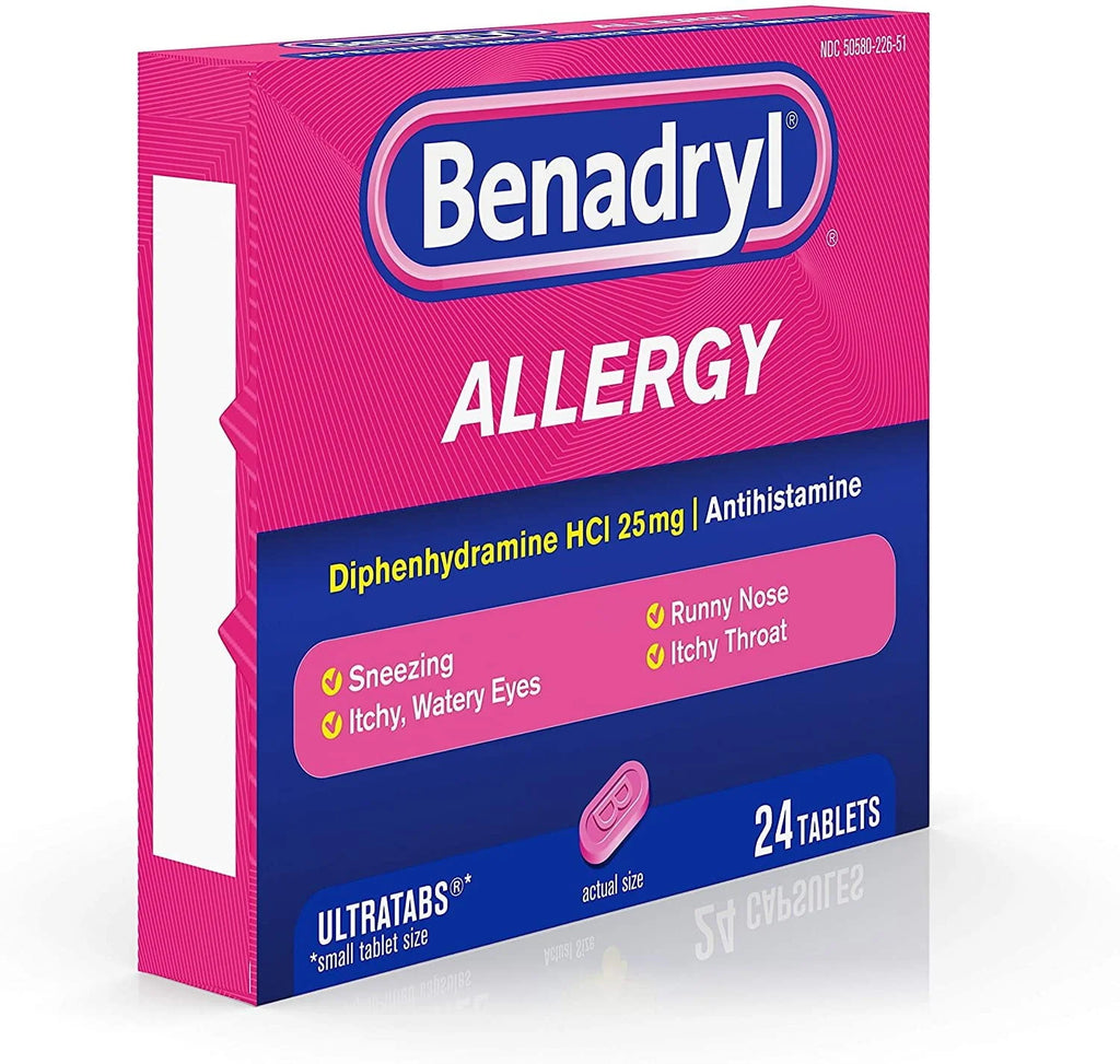 Benadryl Ultratabs Antihistamine Cold & Allergy Relief Tablets, 24 Ct W2632