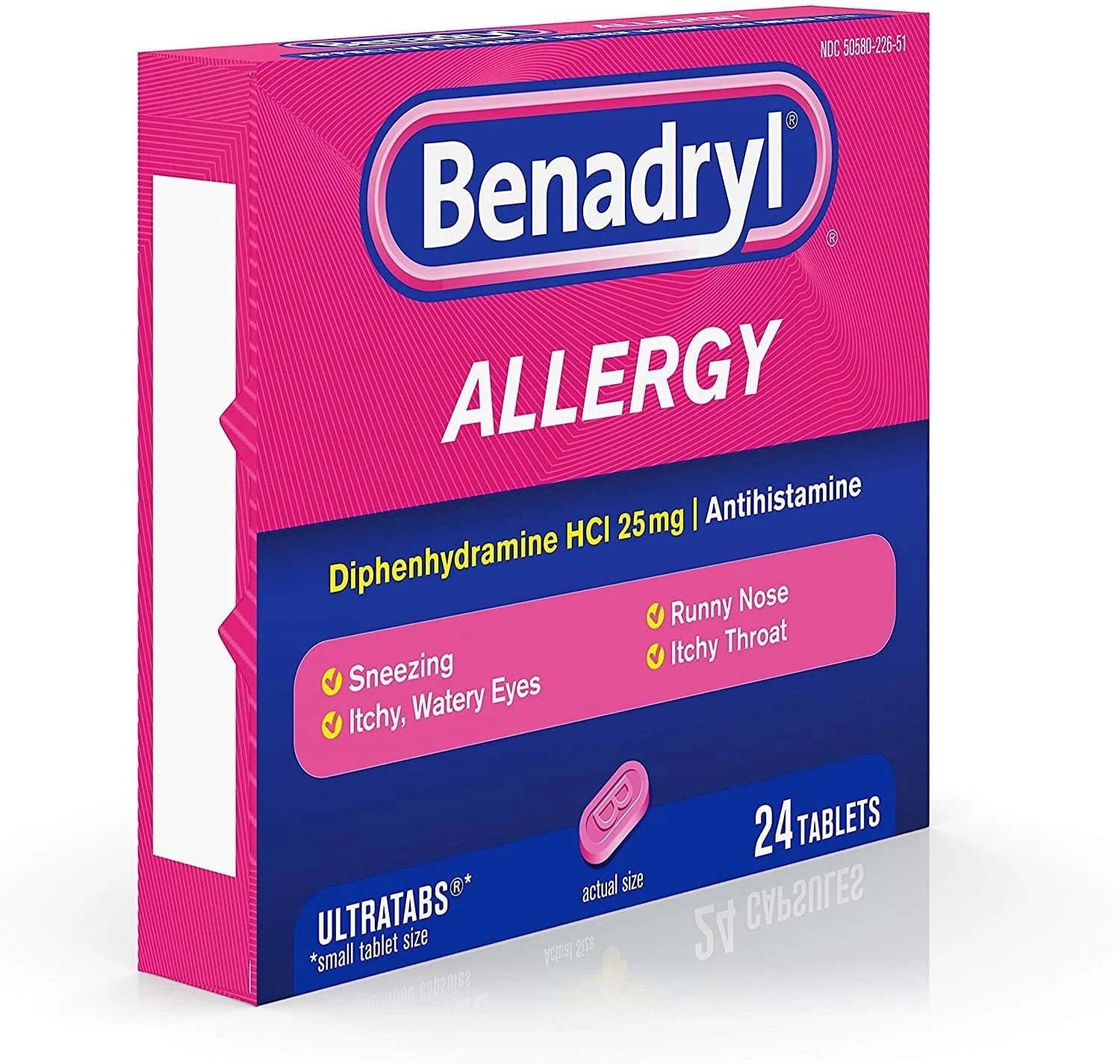 Benadryl Ultratabs Antihistamine Cold & Allergy Relief Tablets, 24 Ct W2632