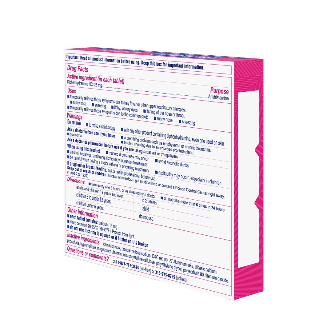 Benadryl Ultratabs Antihistamine Cold & Allergy Relief Tablets, 24 Ct W2632