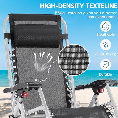 Yaheetech Zero Gravity Chair Folding Recliner with Removable Pad and Headrest, Gray Q7795